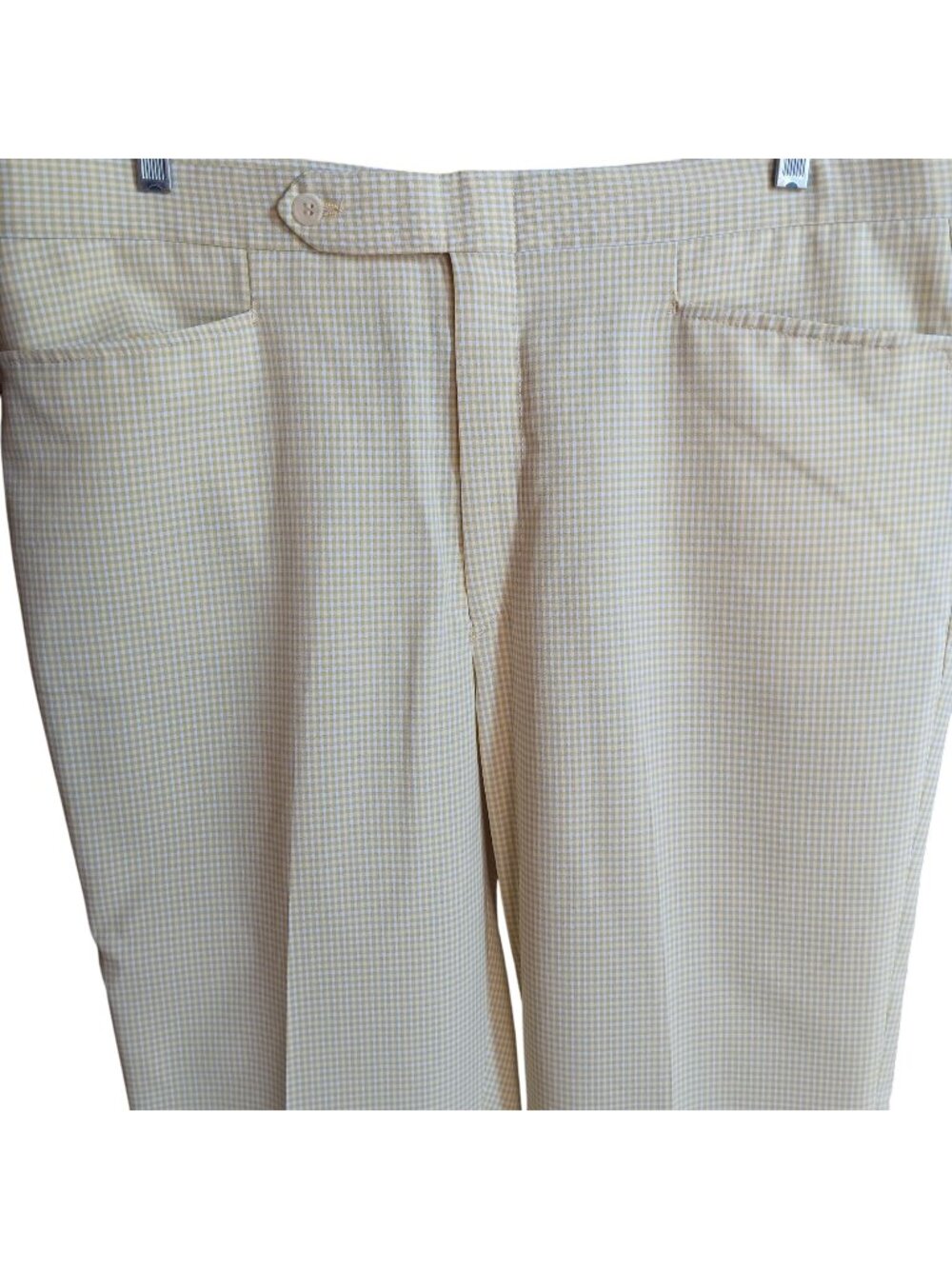 38x31 New Vintage Men's Polyester Slacks Pants 1980's JaySport Checkered Yellow